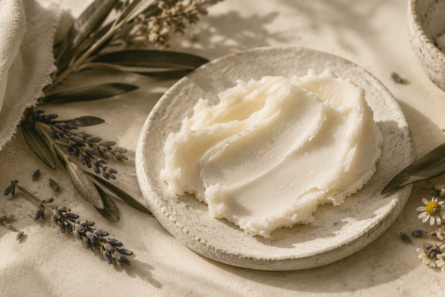 Natural tallow skincare texture with botanical ingredients